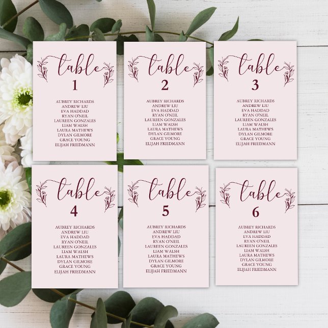 Einfache Boho Blumenkarten für Hochzeitskarten Tischnummer (Von Creator hochgeladen)