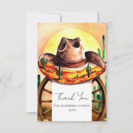 Einfache Boho Boot Cowboy Baby-Dusche Dankeskarte