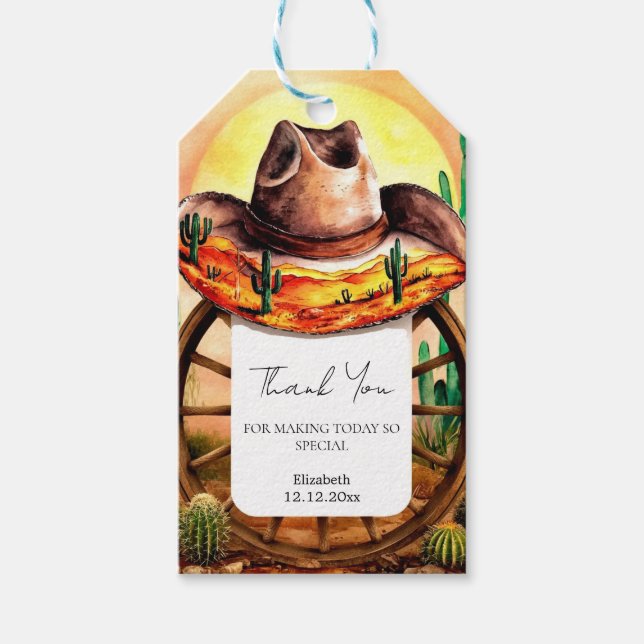 Einfache Boho Boot Cowboy Baby-Dusche Geschenkanhänger (Vorderseite)