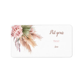 Einfache Boho Chic Pampass Grass Dusty Rose Blumen Adressaufkleber