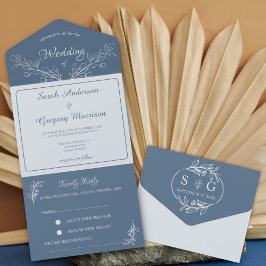 Einfache Boho Floral All in One Wedite Einladung