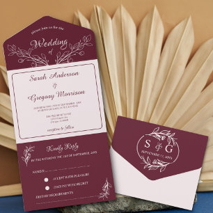 Einfache Boho Floral All in One Wedite Einladung