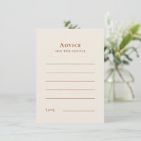 Einfache Boho Ivory Wedding Advice Card