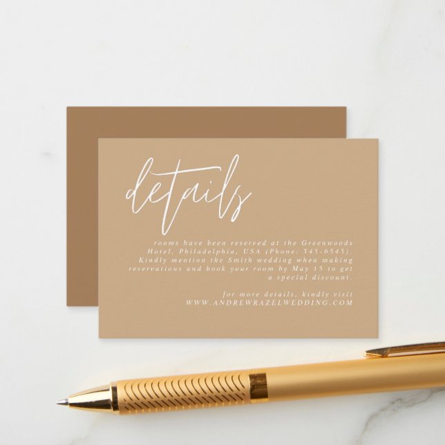 Einfache Boho-Kalligrafie - Hochzeitsszenierung Begleitkarte (Vorderseite/Rückseite Beispiel)