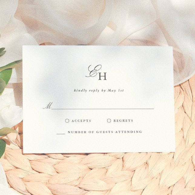 Einfache Boho-Minimalist-Monogramm-Hochzeit RSVP Karte (Von Creator hochgeladen)
