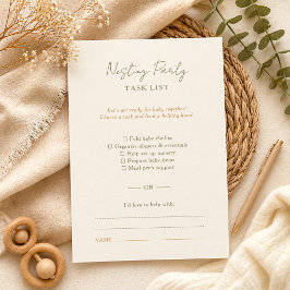 Einfache Boho Nesting-Party-Aufgabenliste Karte