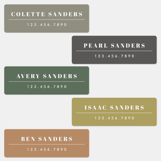 Einfache Boho Rainbow Wasserdichte Namensschilder Etiketten (Gruppe)