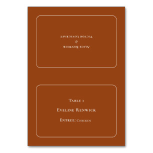 Einfache Boho Terracotta Entree Klappbare Platzkar Tischnummer