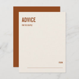 Einfache Boho Typografy Wedding Advice Card Hinweiskarte