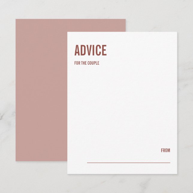 Einfache Boho Typografy Wedding Advice Card Hinweiskarte (Vorne/Hinten)