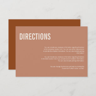 Einfache Boho Typografy Wedding Directions Card Einladung
