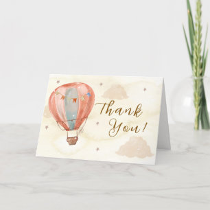 Einfache Boho Vintage Heißluftballon Babyparty Dankeskarte