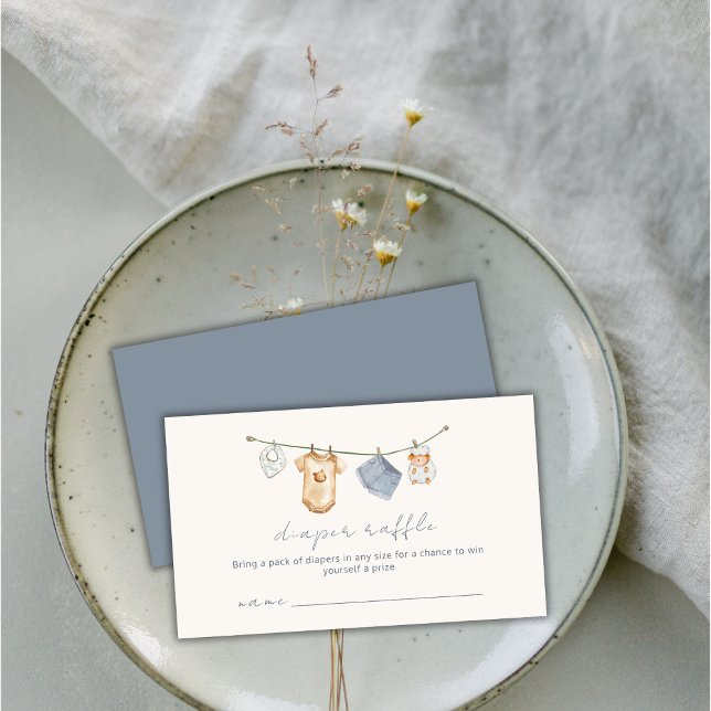 Einfache Boho Wäscheleine Windelwanne Kinderdusche Begleitkarte (Simple Boho Clothesline Diaper Raffle Baby Shower Enclosure Card)