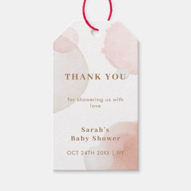 Einfache Boho Wasserfarbe Abstrakt Babydusche Geschenkanhänger (Vorderseite)