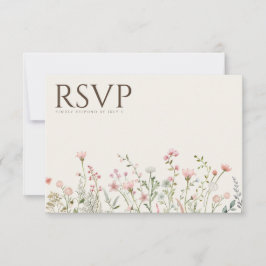 Einfache Boho Wildblume Beige UAWG Wedding Card RSVP Karte