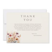 Einfache Boho Wildblume Beige Vielen Dank Karte