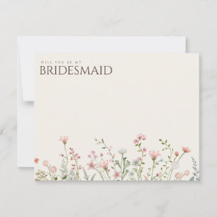 Einfache Boho Wildblume Bridesmaid-Vorschlagskarte Save The Date