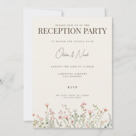 Einfache Boho Wildblume Empfang Einladungskarte Einladung