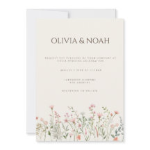 Einfache Boho Wildblume Hochzeitskarte