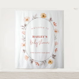 Einfache Boho Wildblume Rahmen Willkommensdusche Wandteppich