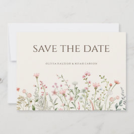 Einfache Boho-Wildblume Save the Date Hochzeitskar