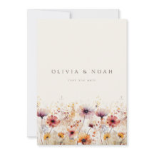 Einfache Boho-Wildblume Save the Date Hochzeitskar