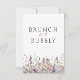 Einfache Boho Wildblume Weiße Brautparty-Karte Einladung