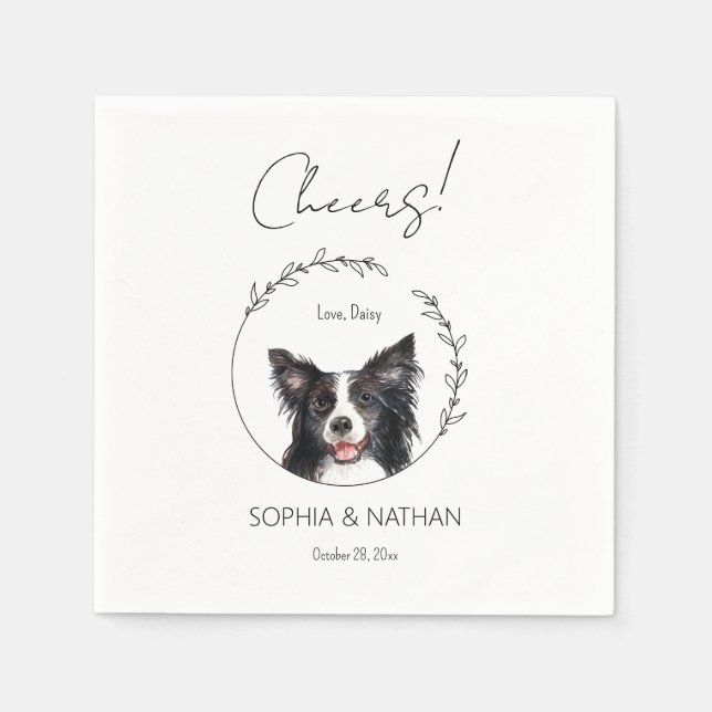 Einfache Border Collie Dog Wedding Cocktail Napkin Serviette (Vorderseite)