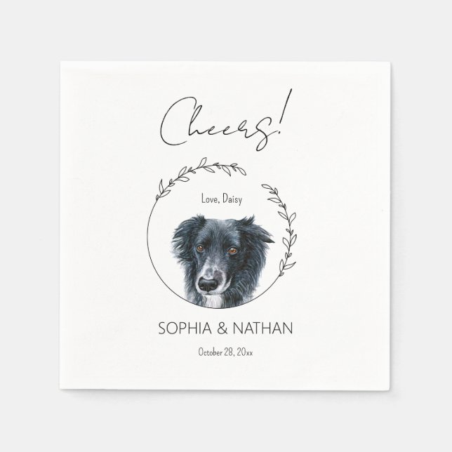 Einfache Border Collie Dog Wedding Cocktail Napkin Serviette (Vorderseite)