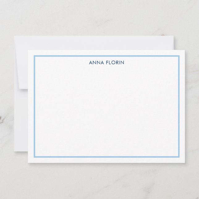 Einfache Border Light Blue Note Card Mitteilungskarte (Vorderseite)