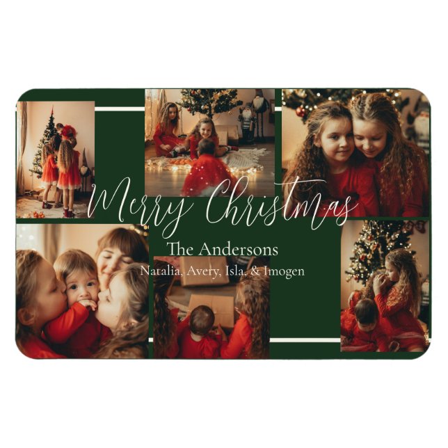 Einfache Border-Weihnachtskarte  Magnet (Horizontal)