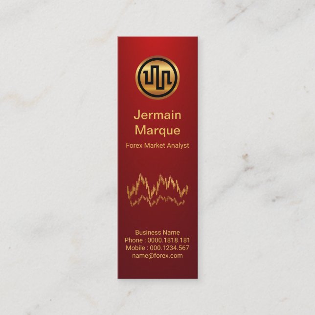 Einfache Börse Graph Red Vignette Mini Visitenkarte (Vorderseite)
