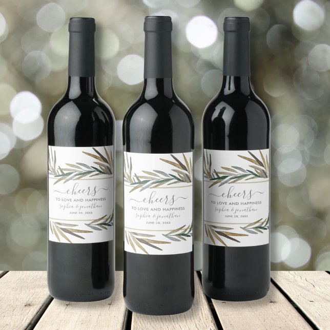 Einfache Botanische Aquarellfarben, maßgeschneider Weinetikett (Von Creator hochgeladen)