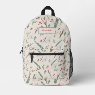 Einfache botanische Berries Weihnachten Gemustert Bedruckter Rucksack
