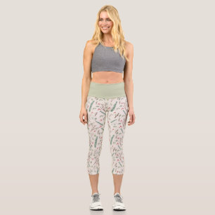 Einfache botanische Berries Weihnachtsmuster Capri Leggings
