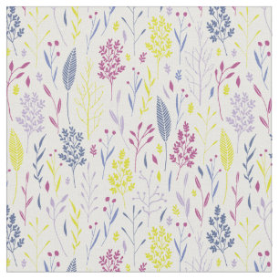 Einfache botanische Blätter in Purples Blues & Yel Stoff