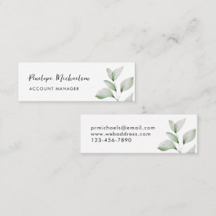 Einfache botanische Blätter mit Hübschem Skript Mini Visitenkarte