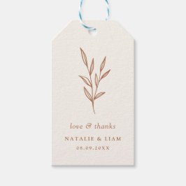 Einfache botanische Burnt Orange Hochzeitsmarken Geschenkanhänger