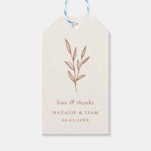 Einfache botanische Burnt Orange Hochzeitsmarken Geschenkanhänger