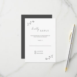 Einfache botanische Chic Moderne Minimale Hochzeit RSVP Karte