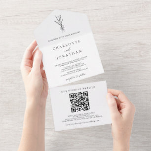 Einfache Botanische Einladung für eine Hochzeit