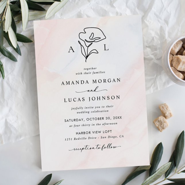 Einfache botanische Hochzeit Einladung (Von Creator hochgeladen)