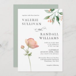 Einfache Botanische Hochzeit Einladung