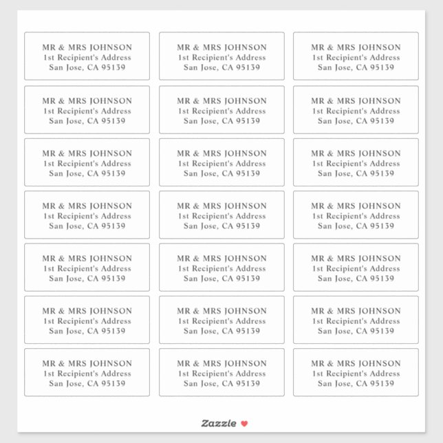 Einfache botanische Hochzeitgastadressen-Labels Aufkleber (Blatt)