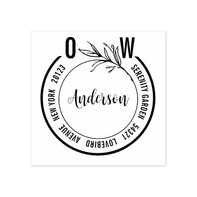 Einfache botanische Hochzeitrückgabe für Monogramm Gummistempel (Prägung)