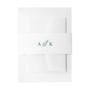 Einfache botanische Leaf Custom Monogram Green Whi Einladungsbanderole