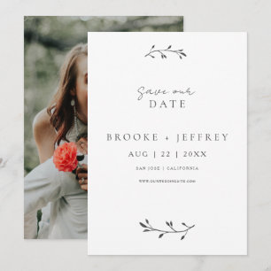 Einfache Botanische Moderne Minimale Foto Hochzeit Save The Date