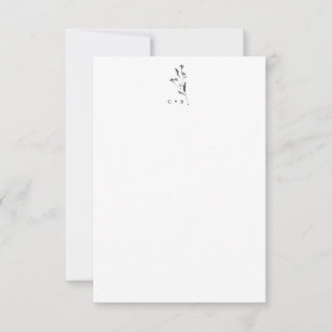 Einfache Botanische Monogram Minimal Boho Hochzeit Dankeskarte