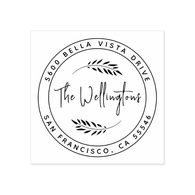 Einfache botanische Rücksendeadresse Gummistempel (Prägung)