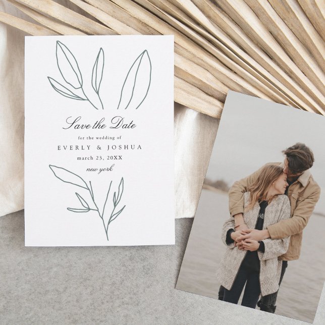 Einfache botanische StemenWedding rettet das Datum Einladung (Von Creator hochgeladen)